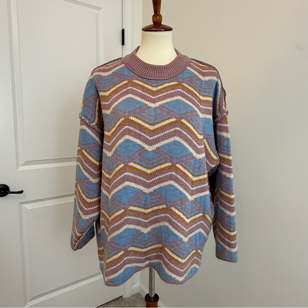Unbranded Oversized Chunky Knit Sweater Handmade Exposed Seams